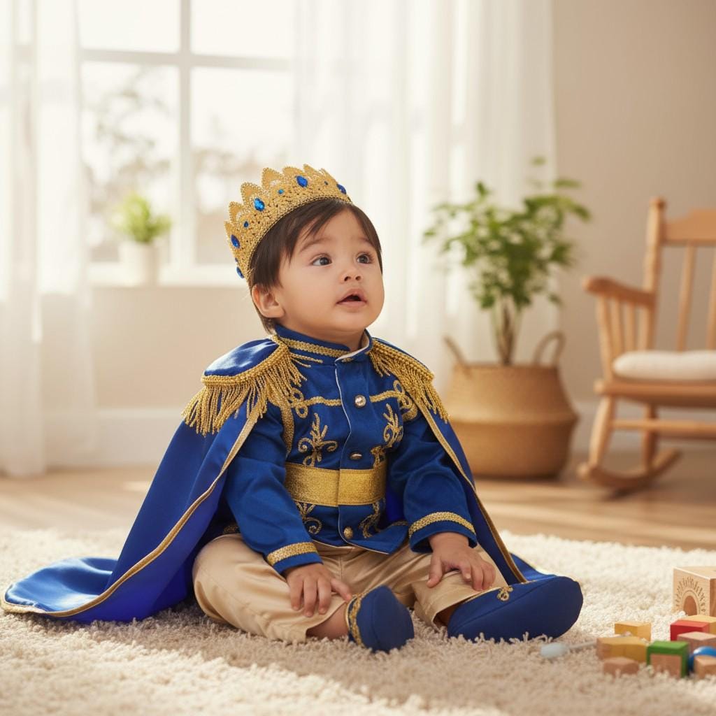 Royal Blue & Gold Baby Prince First Birthday Outfit 2, baby boy first birthday outfit, additional product image 4 by