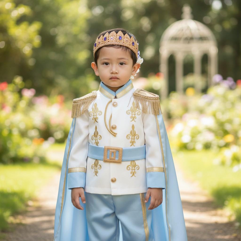 Royal Blue & Gold Baby Prince First Birthday baby boy first birthday outfit, additional product image 2 by Vowalisse