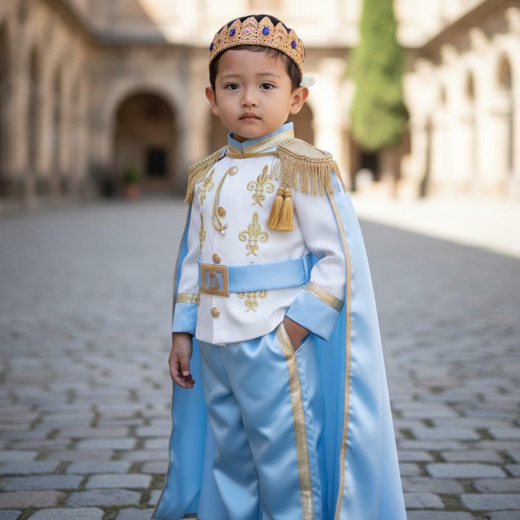 Royal Blue & Gold Baby Prince First Birthday baby boy first birthday outfit, main product image by Vowalisse