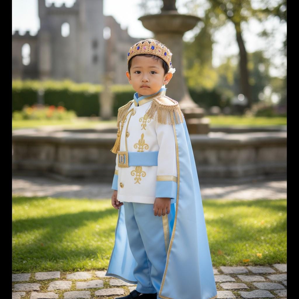 Royal Blue & Gold Baby Prince First Birthday baby boy first birthday outfit, additional product image 4 by Vowalisse