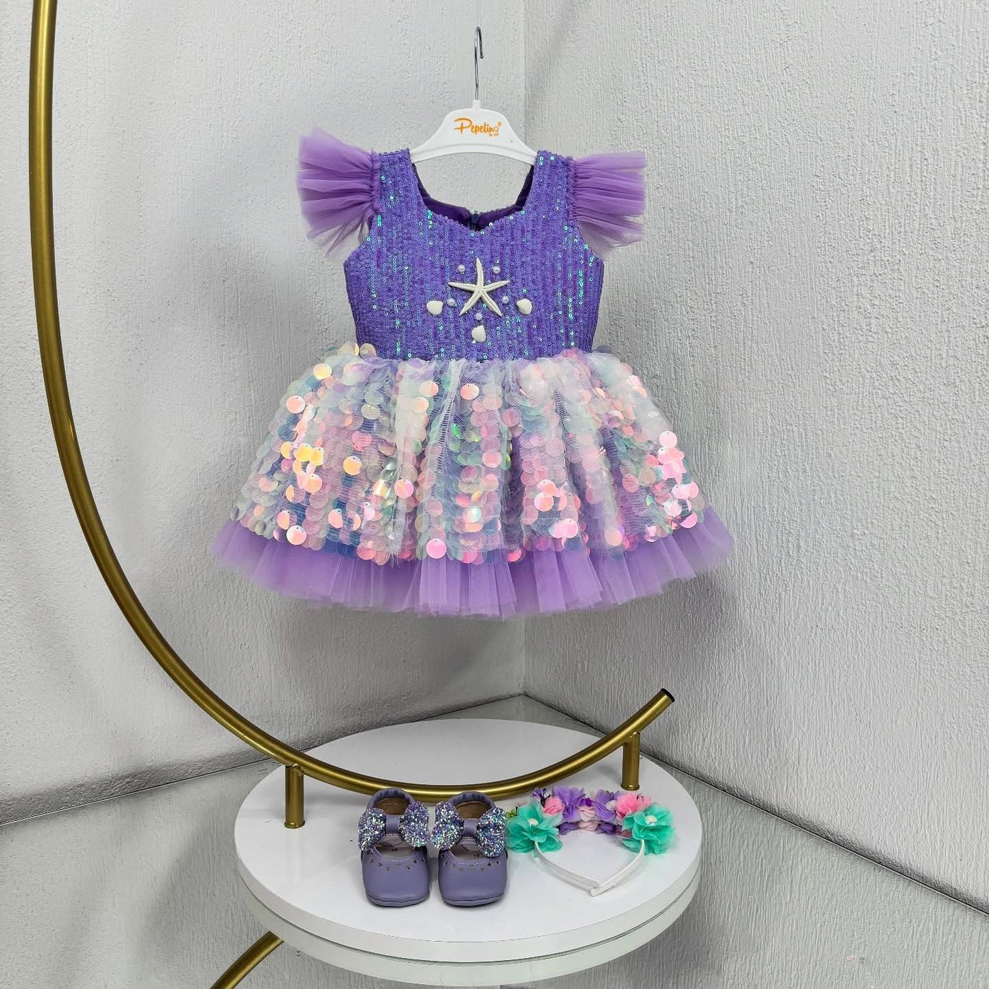 Mermaid Purple Mermaid Birthday Dress For Girls, baby girl first birthday dress, additional product image 3 by Vowalisse
