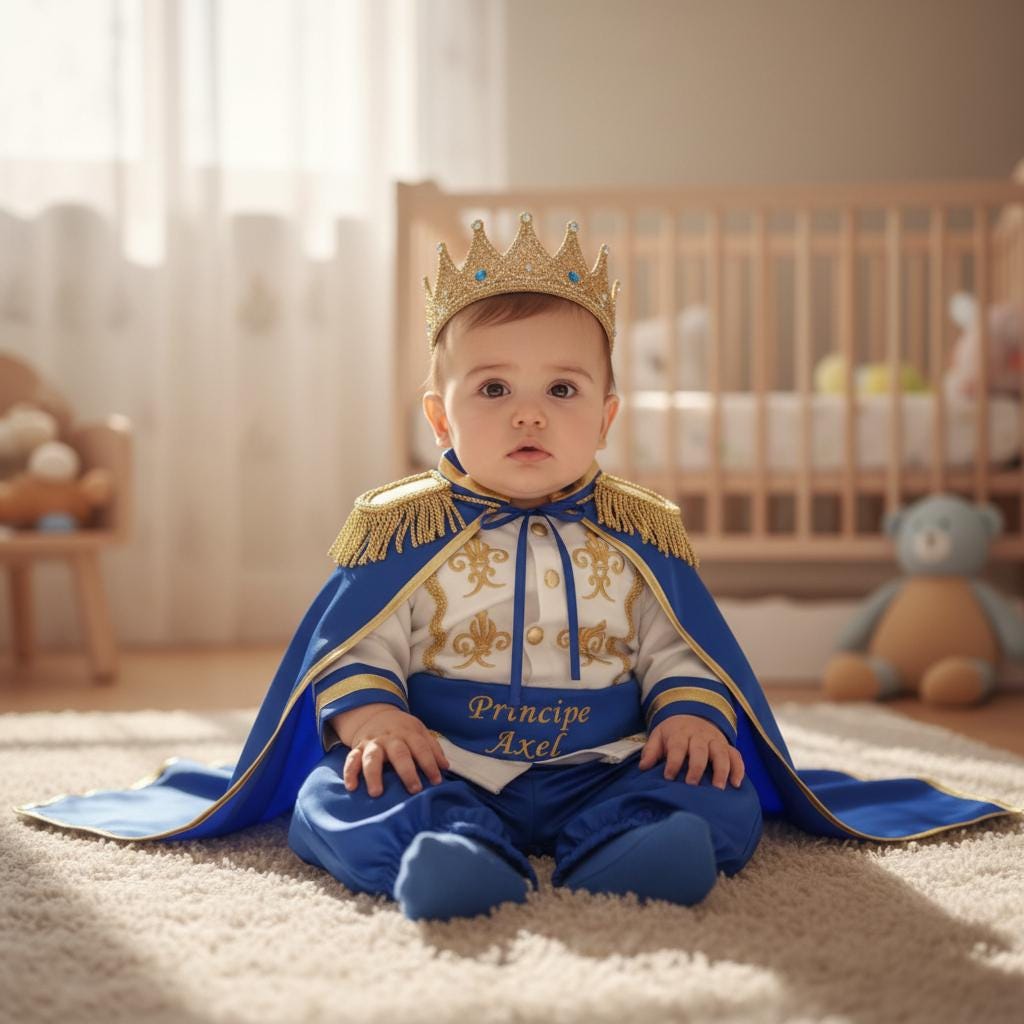 Royal Blue & Gold Personalized Baby Prince Costume 4, baby boy first birthday outfit, additional product image 3 by Vowalisse