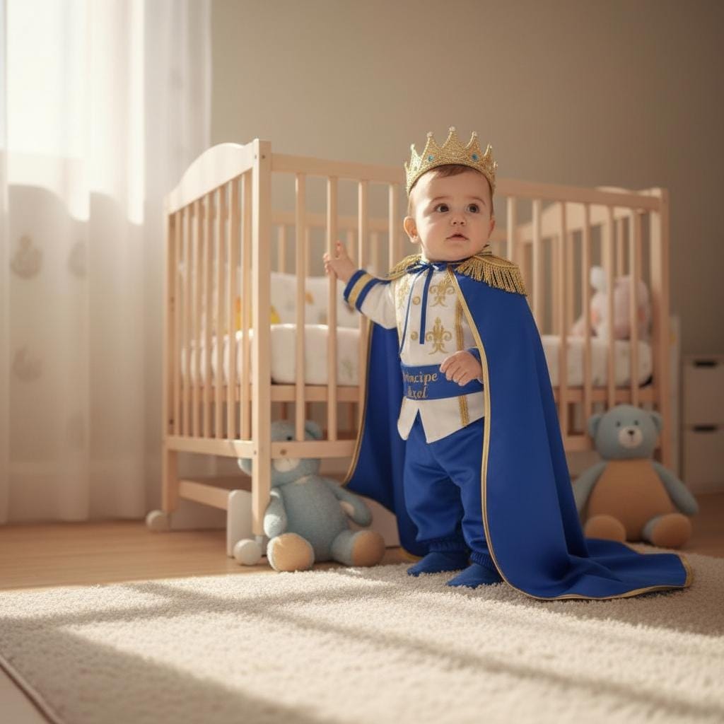Royal Blue & Gold Personalized Baby Prince Costume 4, baby boy first birthday outfit, additional product image 4 by Vowalisse
