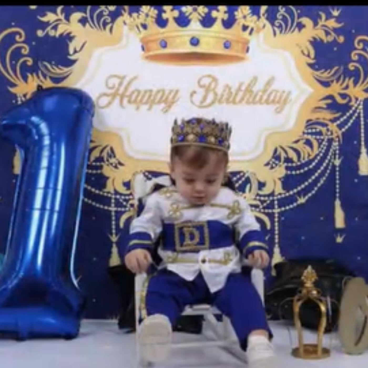 Cake Royal Blue & Gold Baby Prince First Birthday baby boy first birthday outfit, additional product image 3 by Vowalisse