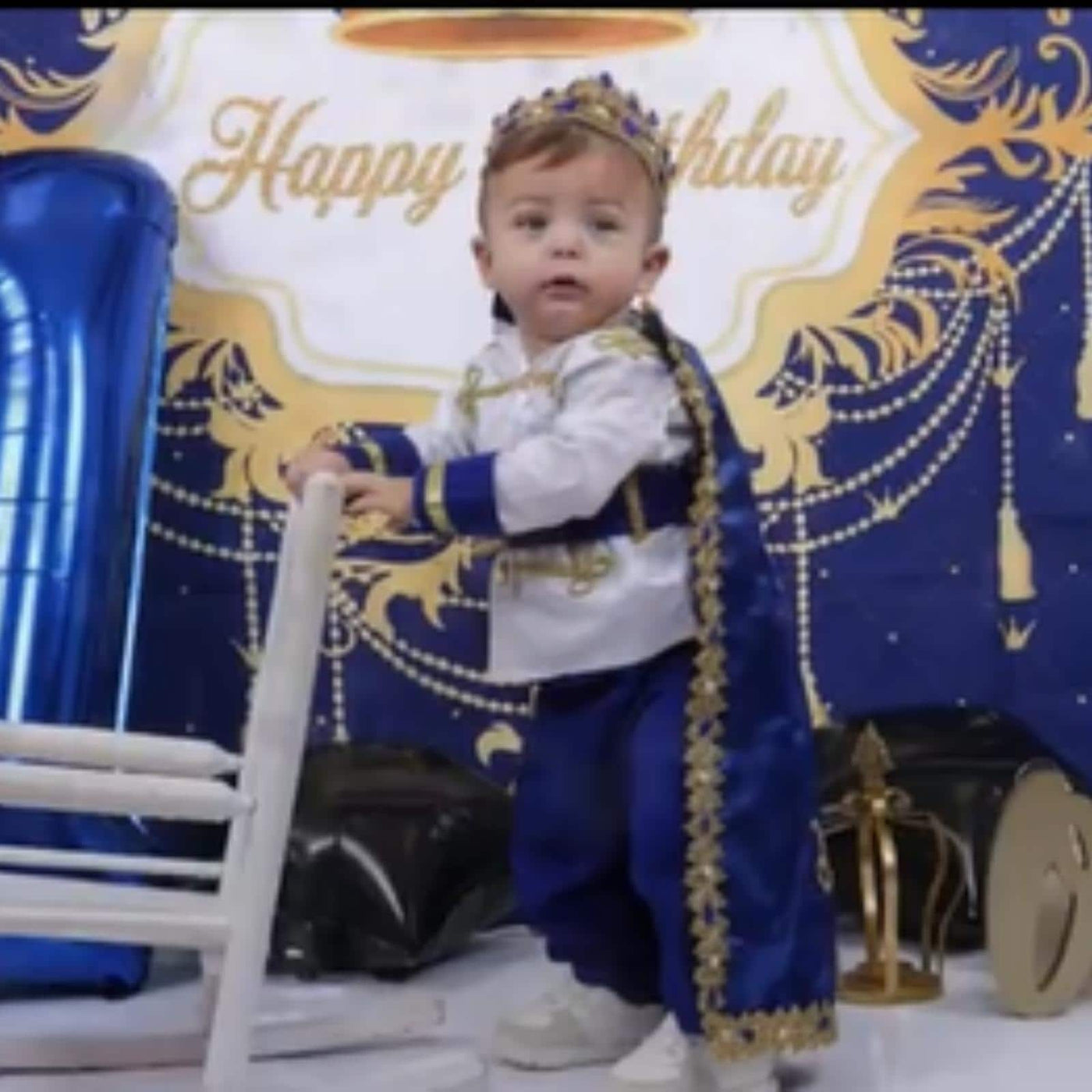 Cake Royal Blue & Gold Baby Prince First Birthday baby boy first birthday outfit, additional product image 4 by Vowalisse