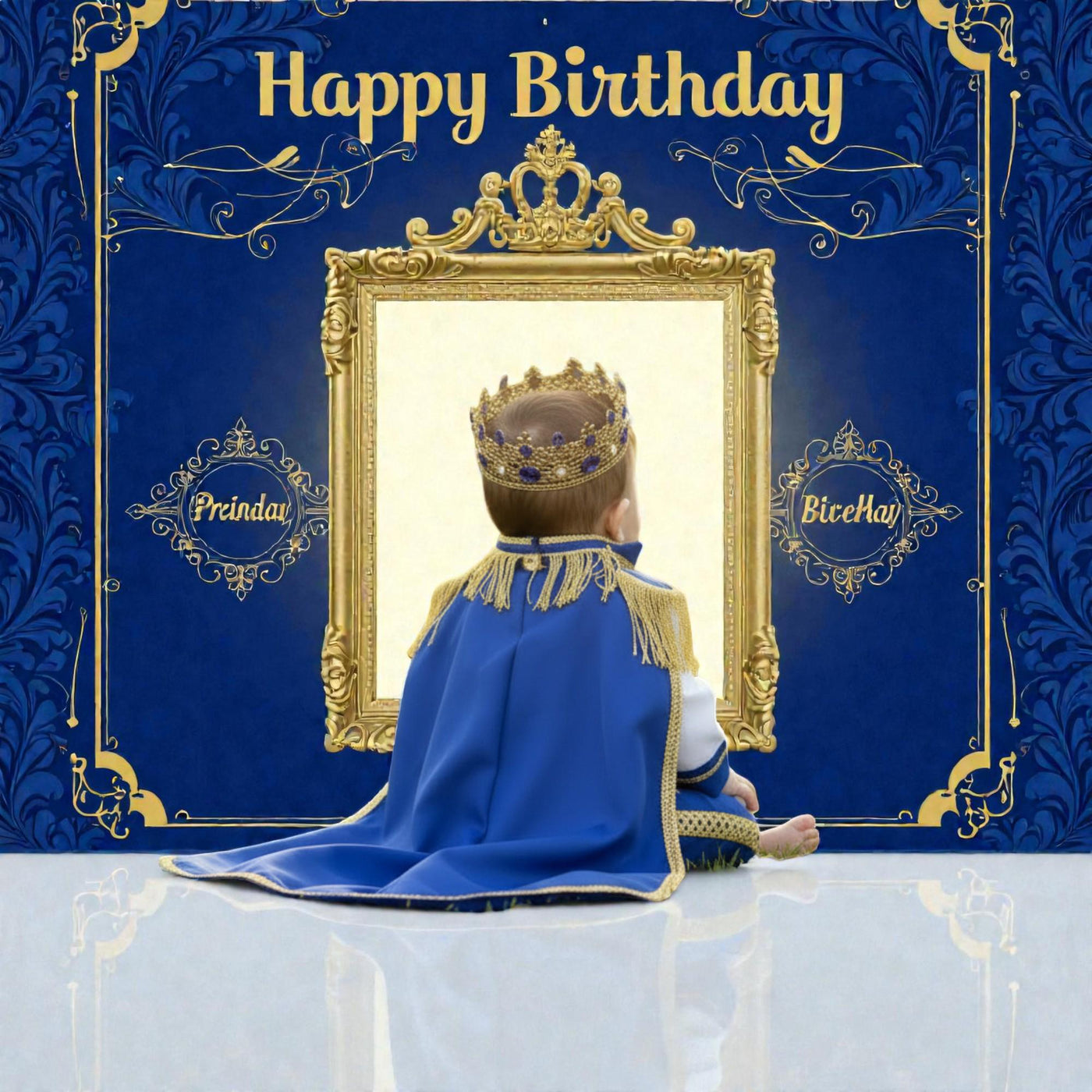 Cake Royal Blue & Gold Baby Prince First Birthday Outfit 2, baby boy first birthday outfit, additional product image 5 by