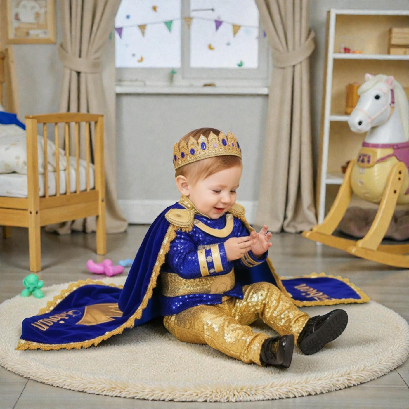 With Blue Personalized Baby Prince Costume, baby boy first birthday outfit, additional product image 3 by Vowalisse