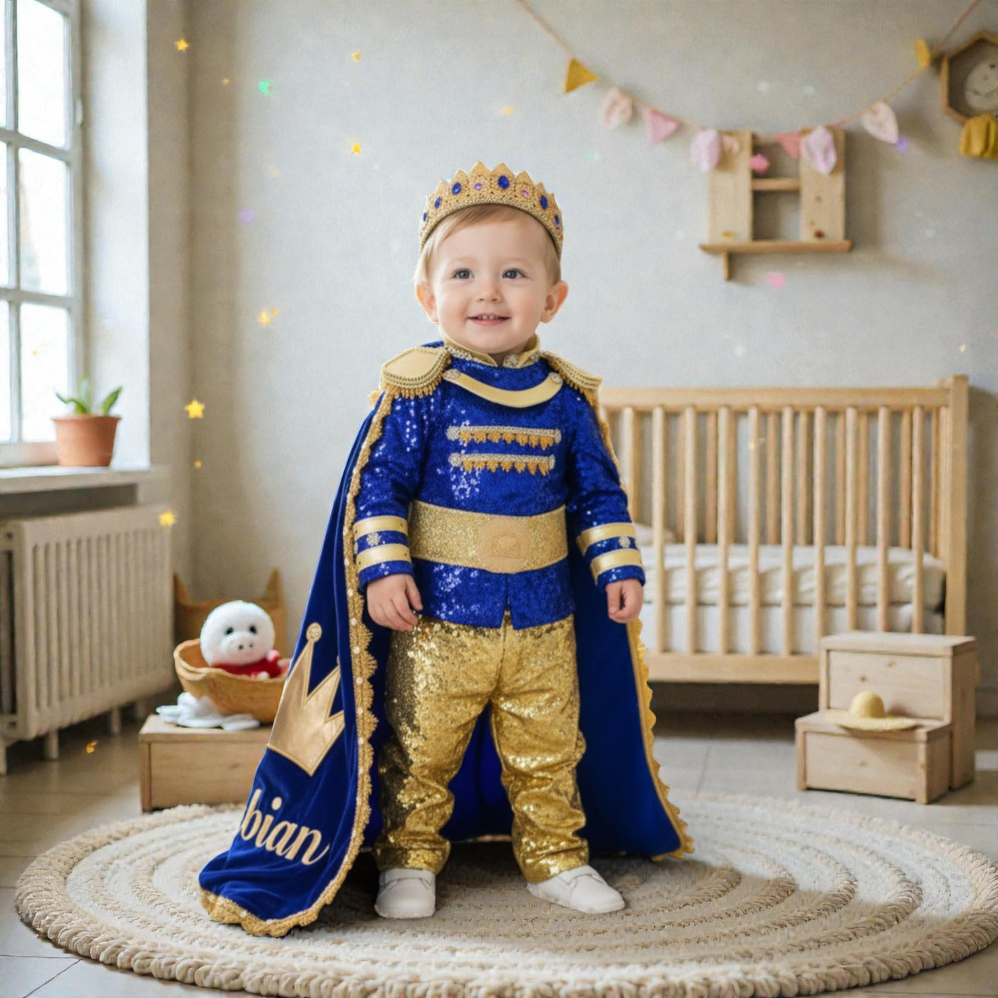 With Blue Personalized Baby Prince Costume, baby boy first birthday outfit, additional product image 4 by Vowalisse
