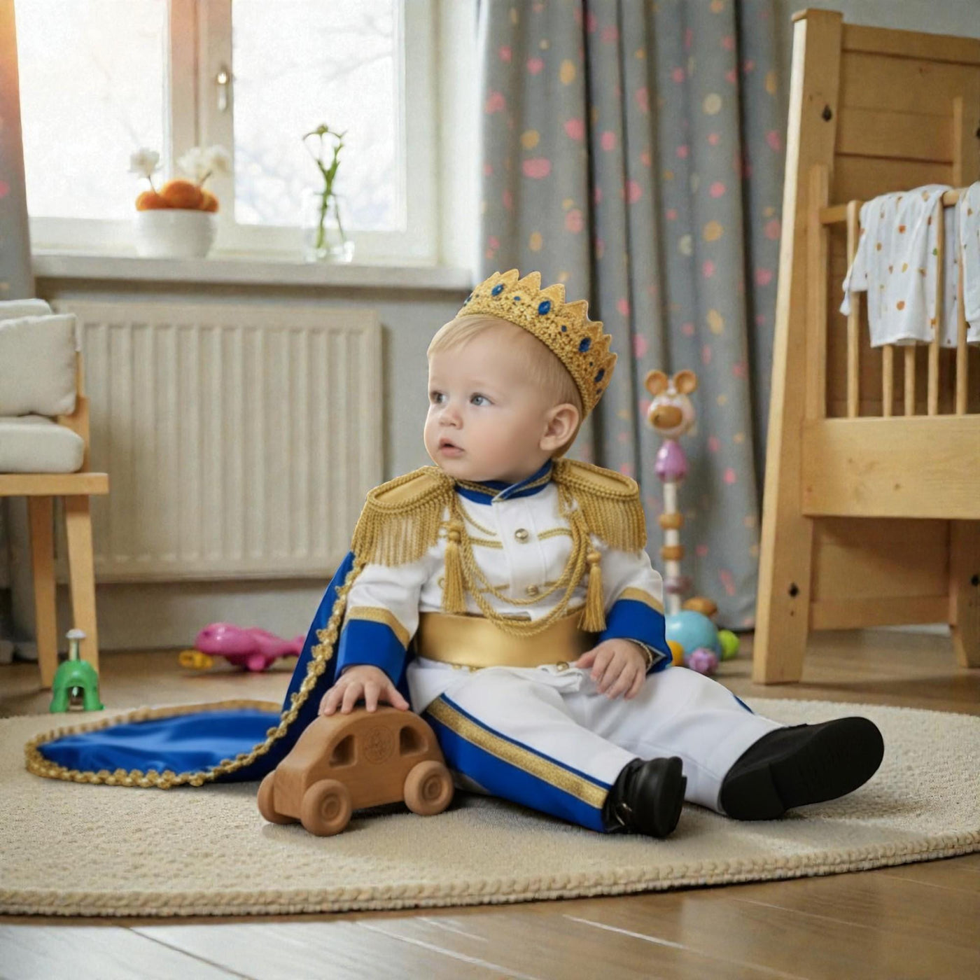 White & Gold Personalized Baby Prince Costume, baby boy first birthday outfit, additional product image 3 by Vowalisse