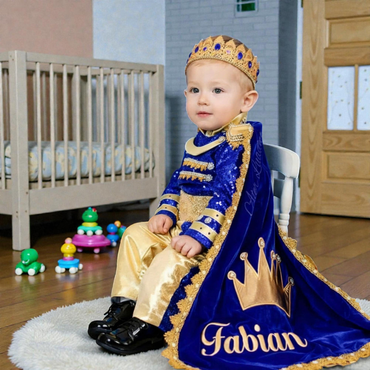 With Blue Personalized Baby Prince Costume, baby boy first birthday outfit, additional product image 2 by Vowalisse