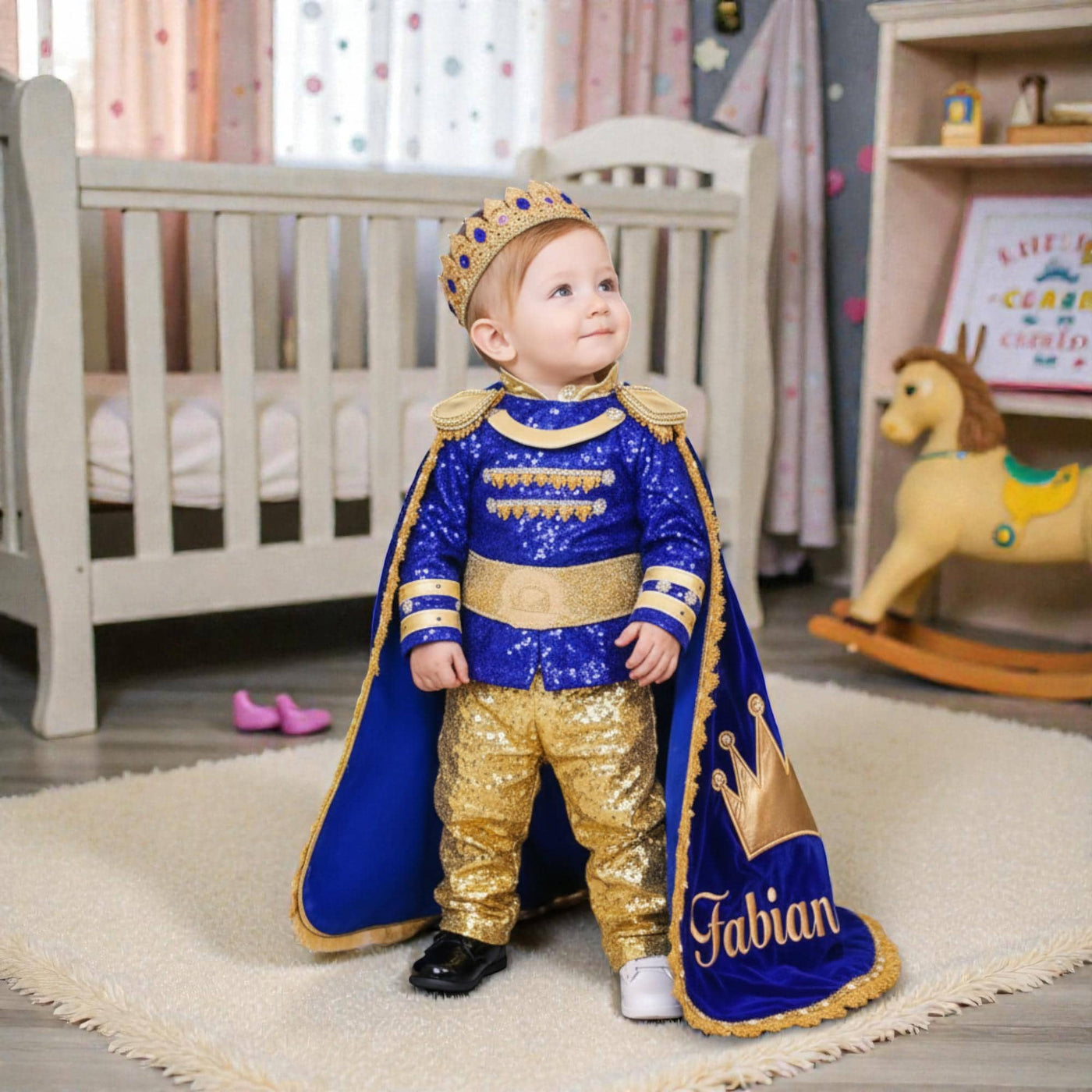 With Blue Personalized Baby Prince Costume, baby boy first birthday outfit, additional product image 5 by Vowalisse