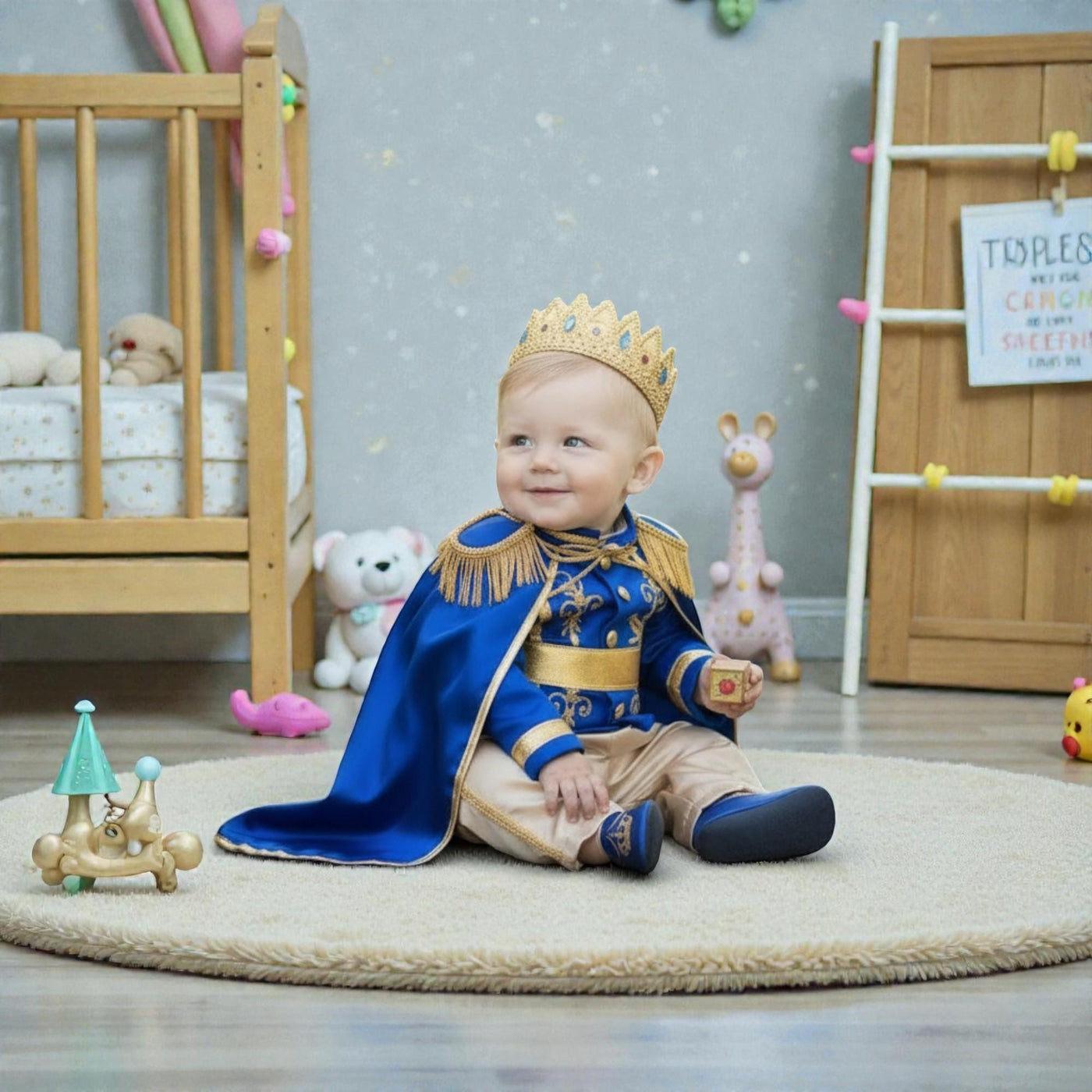 Blue Personalized Baby Prince Costume, baby boy first birthday outfit, additional product image 3 by Vowalisse