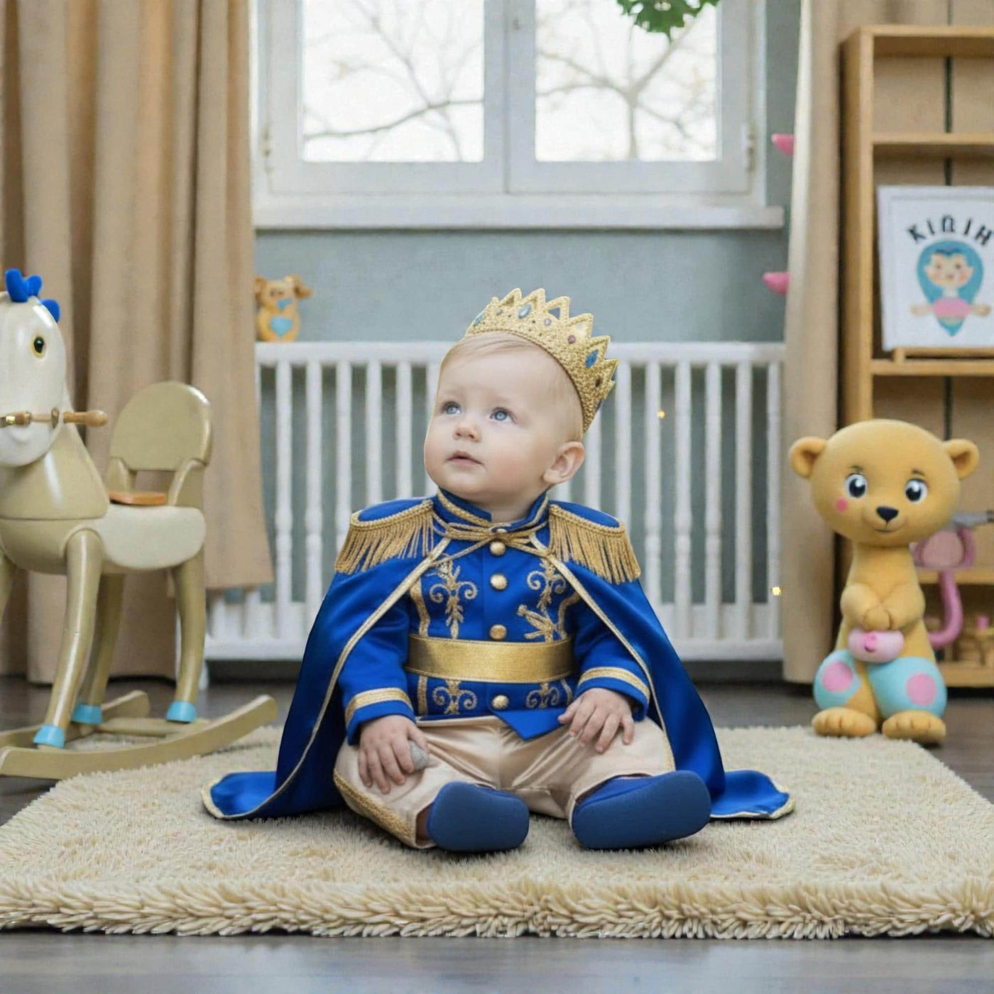 Blue Personalized Baby Prince Costume, baby boy first birthday outfit, additional product image 5 by Vowalisse