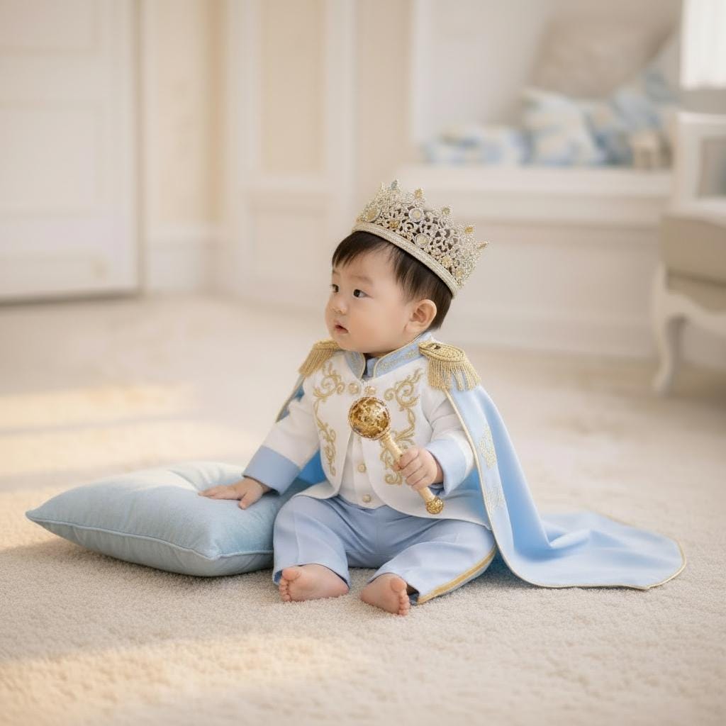 Royal Blue & Gold Personalized Baby Prince Costume 3, baby boy first birthday outfit, additional product image 2 by Vowalisse