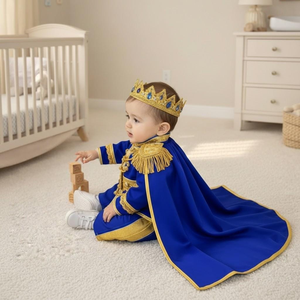 Royal Blue & Gold Baby Boy Baptism Prince Outfit 3, baby boy first birthday outfit, additional product image 2 by Vowalisse
