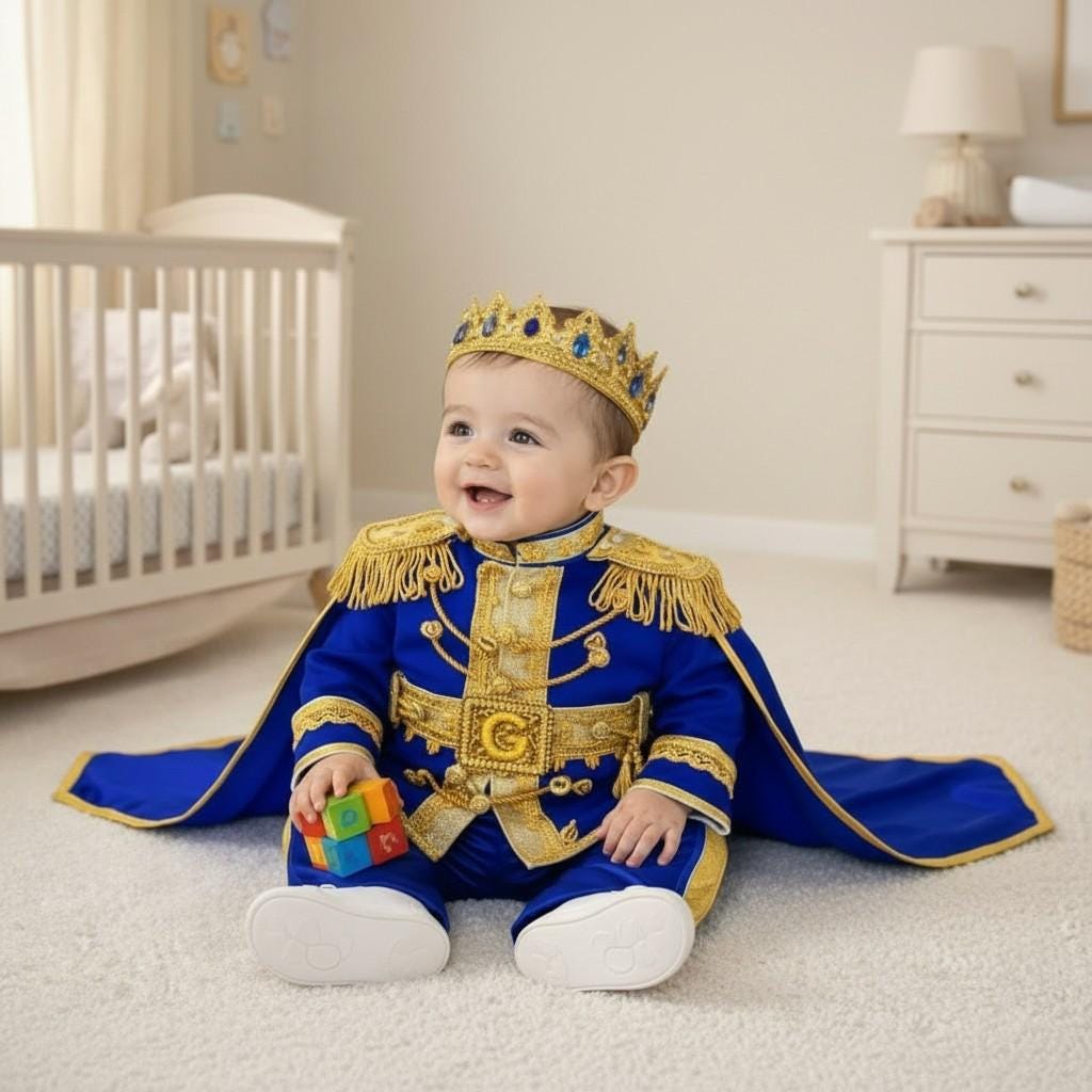Royal Blue & Gold Baby Boy Baptism Prince Outfit 3, baby boy first birthday outfit, additional product image 5 by Vowalisse