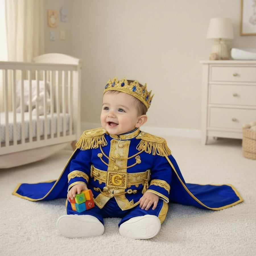 Royal Blue & Gold Baby Boy Baptism Prince Outfit 3 – Vowalisse