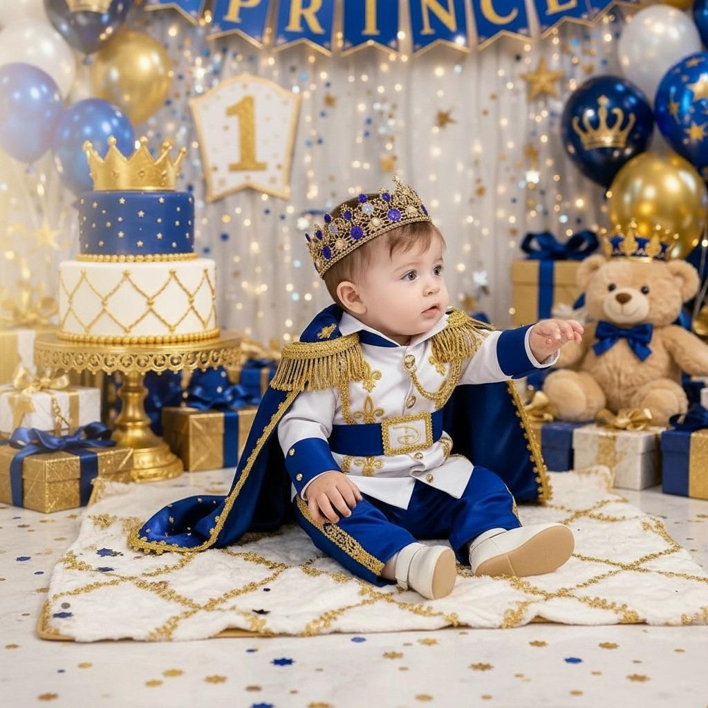Royal Blue & Gold Baby Boy Baptism Prince Outfit 2, baby boy first birthday outfit, additional product image 4 by Vowalisse