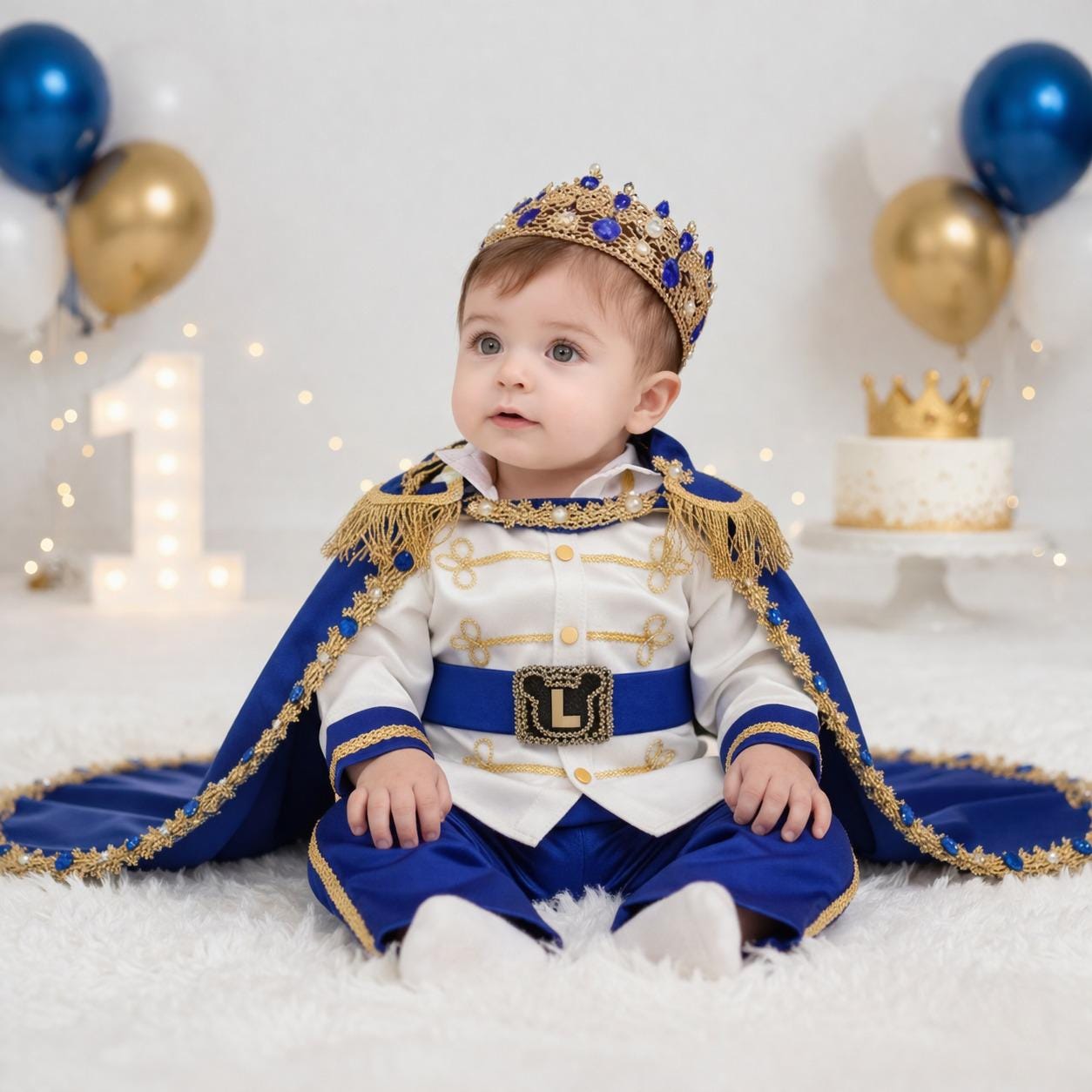 Royal Blue & Gold Baby Boy Baptism Prince Outfit 4, baby boy first birthday outfit, additional product image 3 by Vowalisse