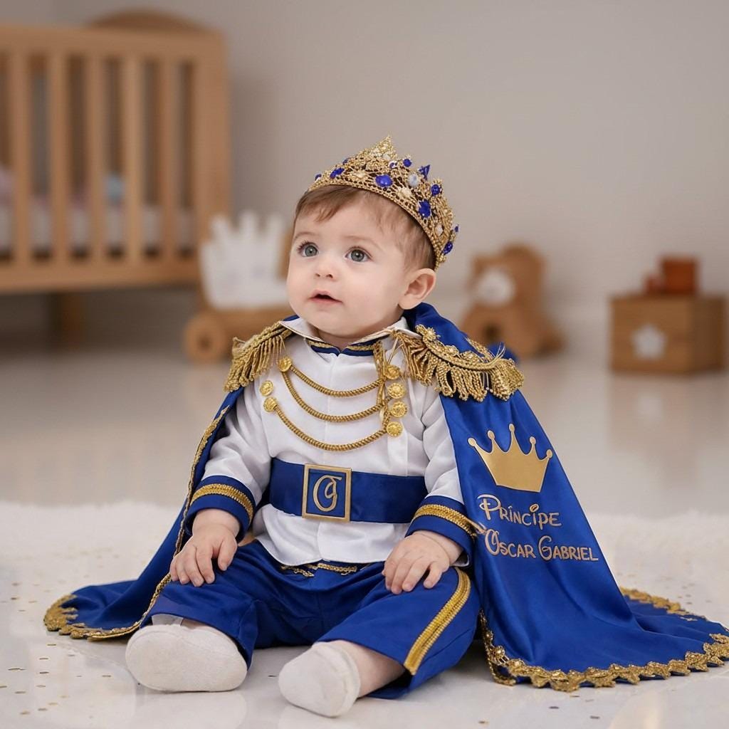 Royal Blue & Gold Baby Boy Baptism Prince Outfit 5, baby boy first birthday outfit, additional product image 2 by Vowalisse