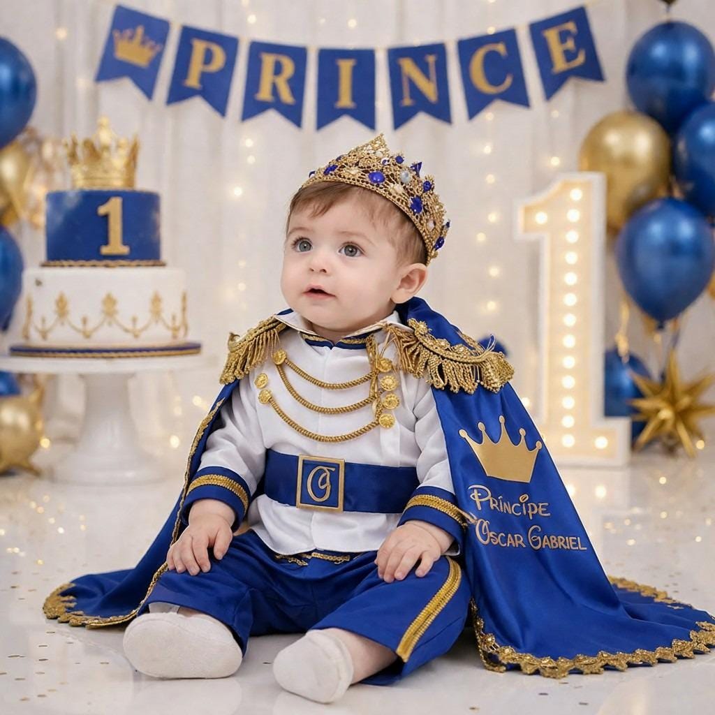 Royal Blue & Gold Baby Boy Baptism Prince Outfit 5, baby boy first birthday outfit, additional product image 5 by Vowalisse