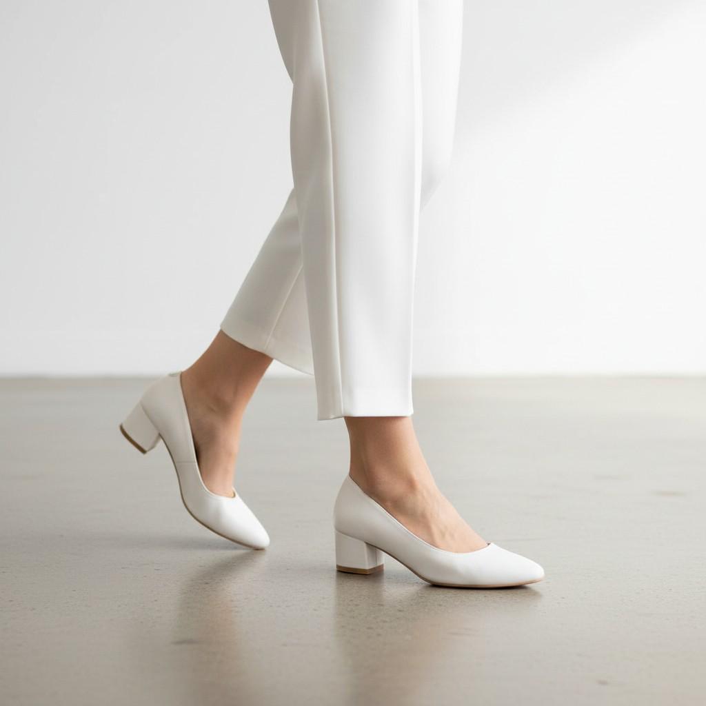 Glossy Nude Patent Block Heel Bridal Heels VOWALISSE bridal shoes – view 3
