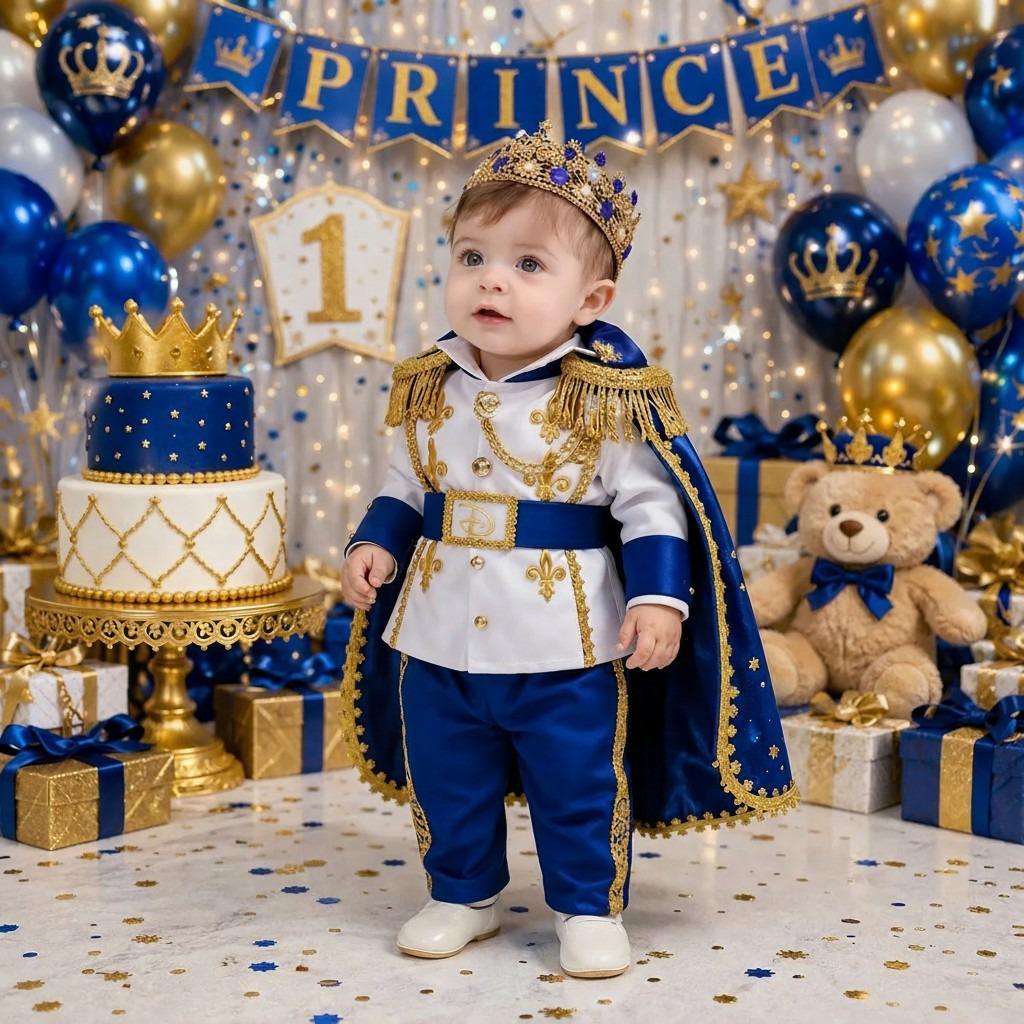 Royal Blue & Gold Baby Boy Baptism Prince Outfit 2, baby boy first birthday outfit, additional product image 2 by Vowalisse