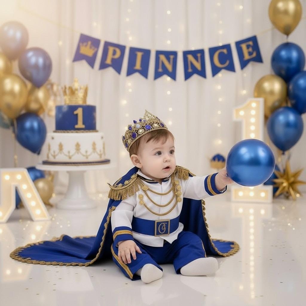 Royal Blue & Gold Baby Boy Baptism Prince Outfit 5, baby boy first birthday outfit, additional product image 3 by Vowalisse