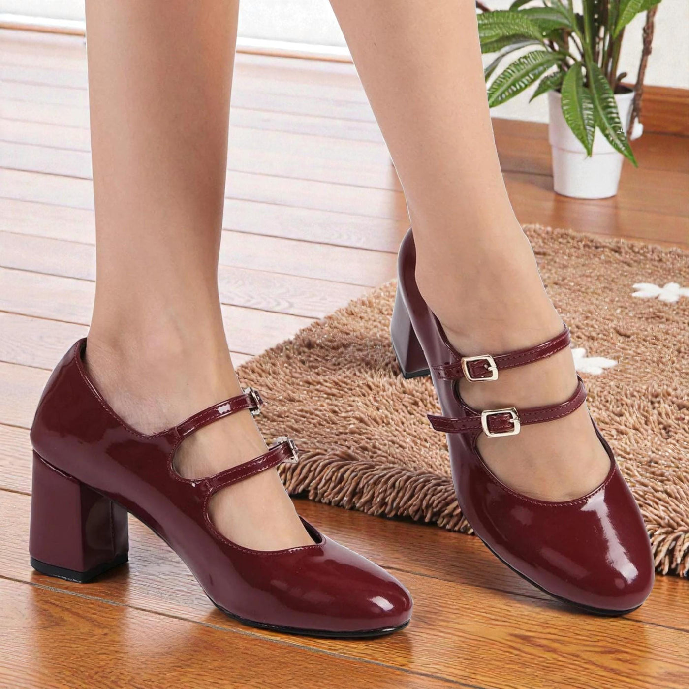 Burgundy Mary Jane Bridal Shoes VOWALISSE bridal shoes – view 1