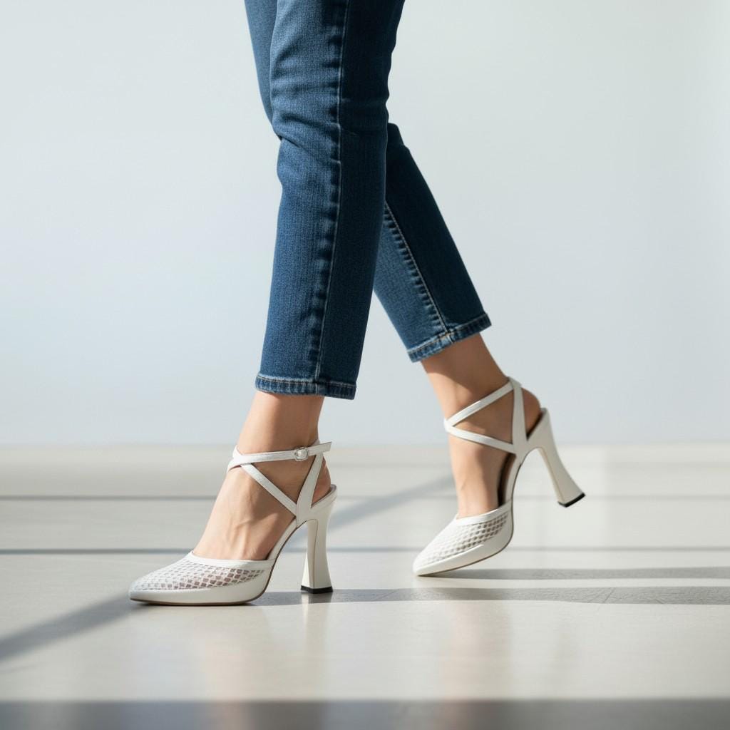 White Mesh Pumps Bridal Shoes VOWALISSE bridal shoes – view 2