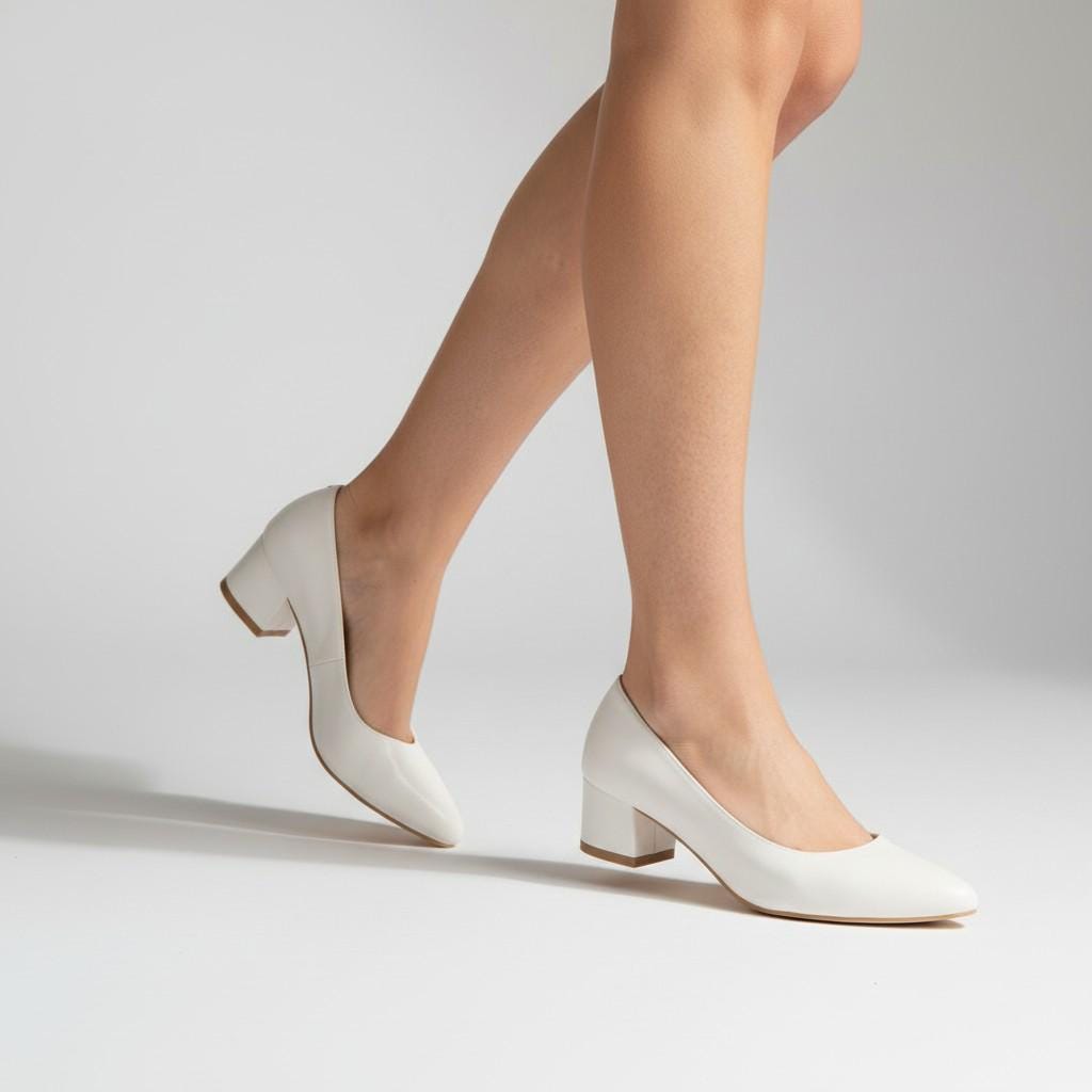 Glossy Nude Patent Block Heel Bridal Heels VOWALISSE bridal shoes – view 2