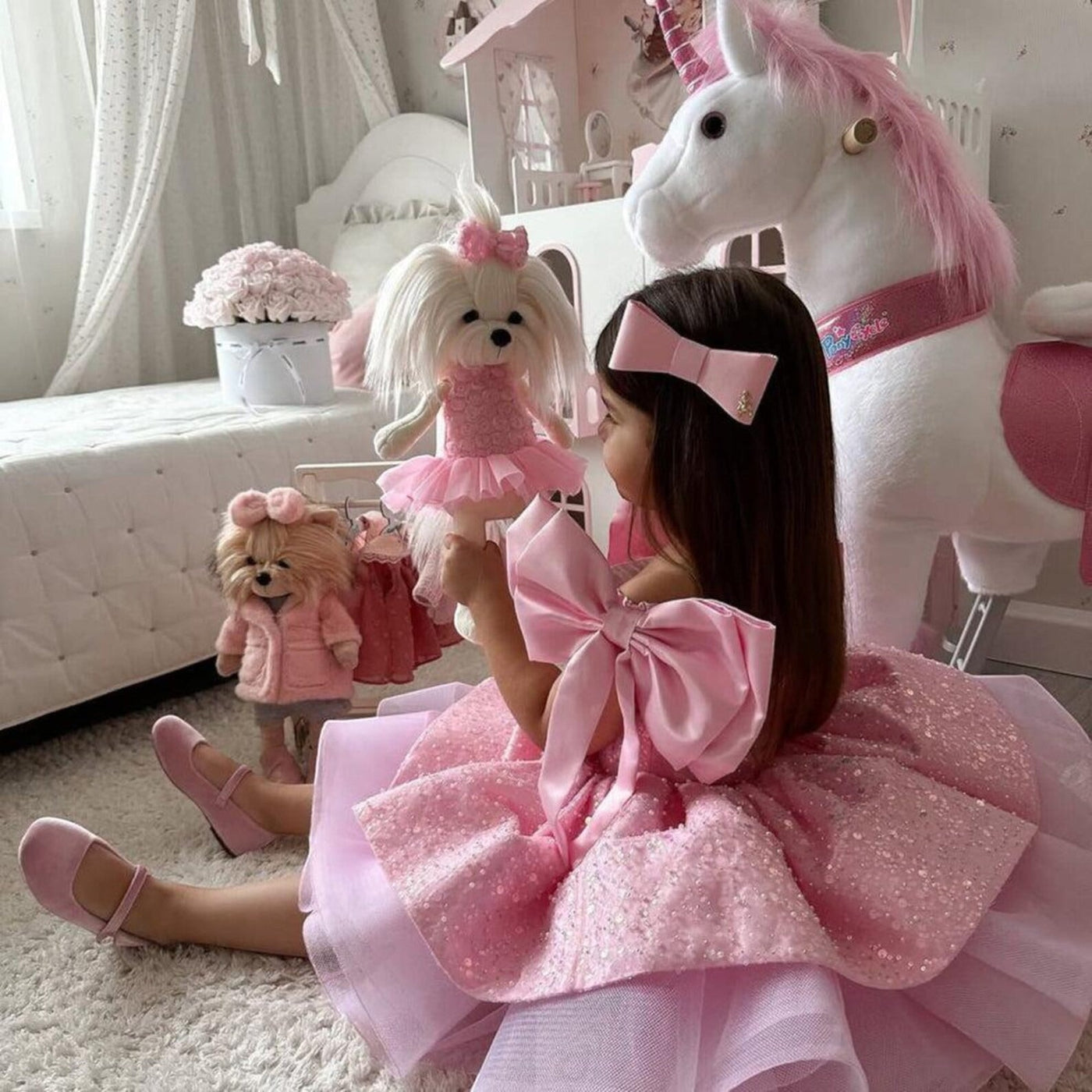Ball Pink Mermaid Birthday Dress For Girls, baby girl first birthday dress, additional product image 8 by Vowalisse
