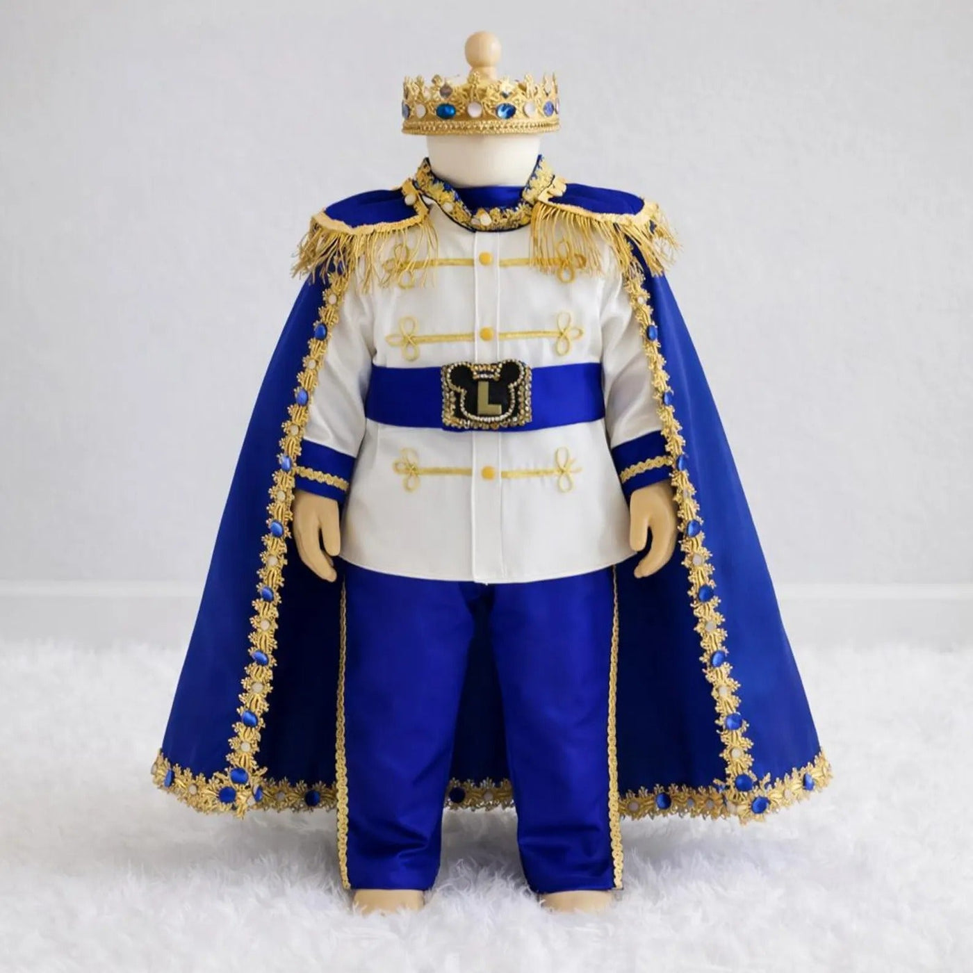 Royal Blue & Gold Personalized Baby Prince Costume 2, baby boy first birthday outfit, additional product image 3 by Vowalisse