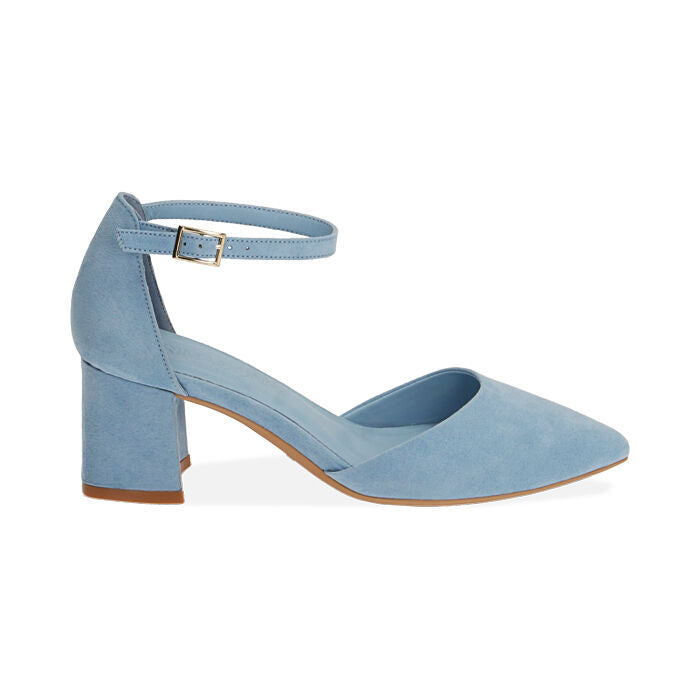 Blue Velvet Block Heel Bridal Heels | VOWALISSE