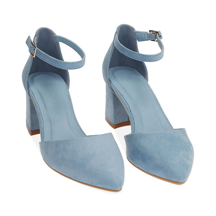Blue Velvet Block Heel Bridal Heels VOWALISSE bridal shoes – view 2