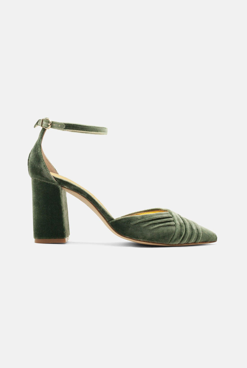 Tilda Green Velvet Block Heel Bridal Heels VOWALISSE bridal shoes – view 11