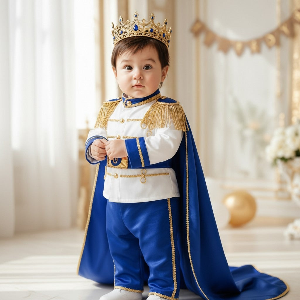 Cake Royal Blue & Gold Baby Prince First Birthday Outfit 2, baby boy first birthday outfit, additional product image 9 by