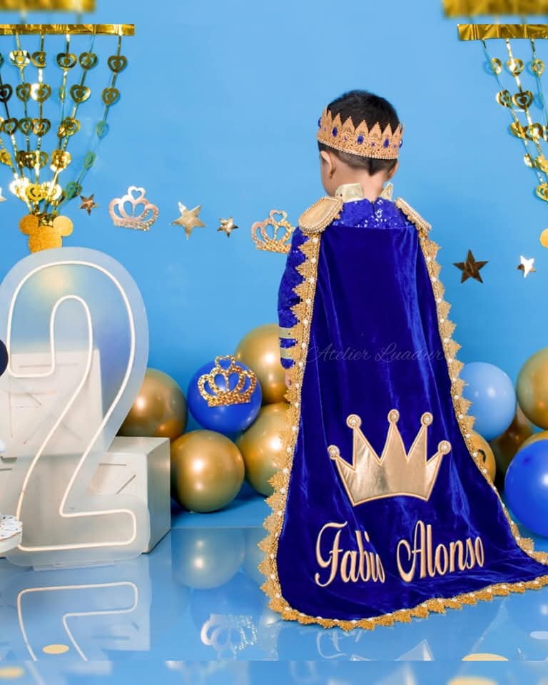 Skender Navy Blue & Gold Personalized Baby Prince Costume, baby boy first birthday outfit, additional product image 3 by