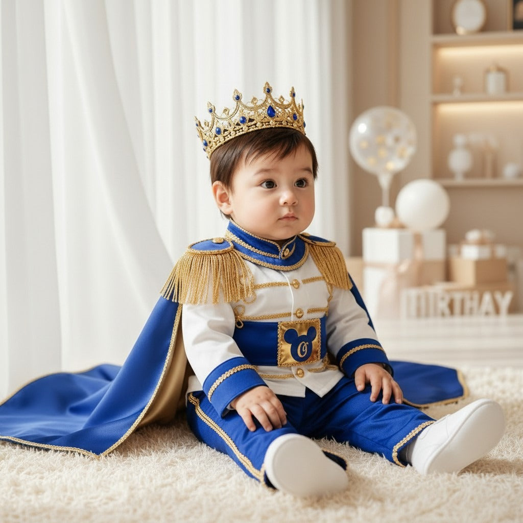 Cake Royal Blue & Gold Baby Prince First Birthday Outfit 2, baby boy first birthday outfit, additional product image 11 by