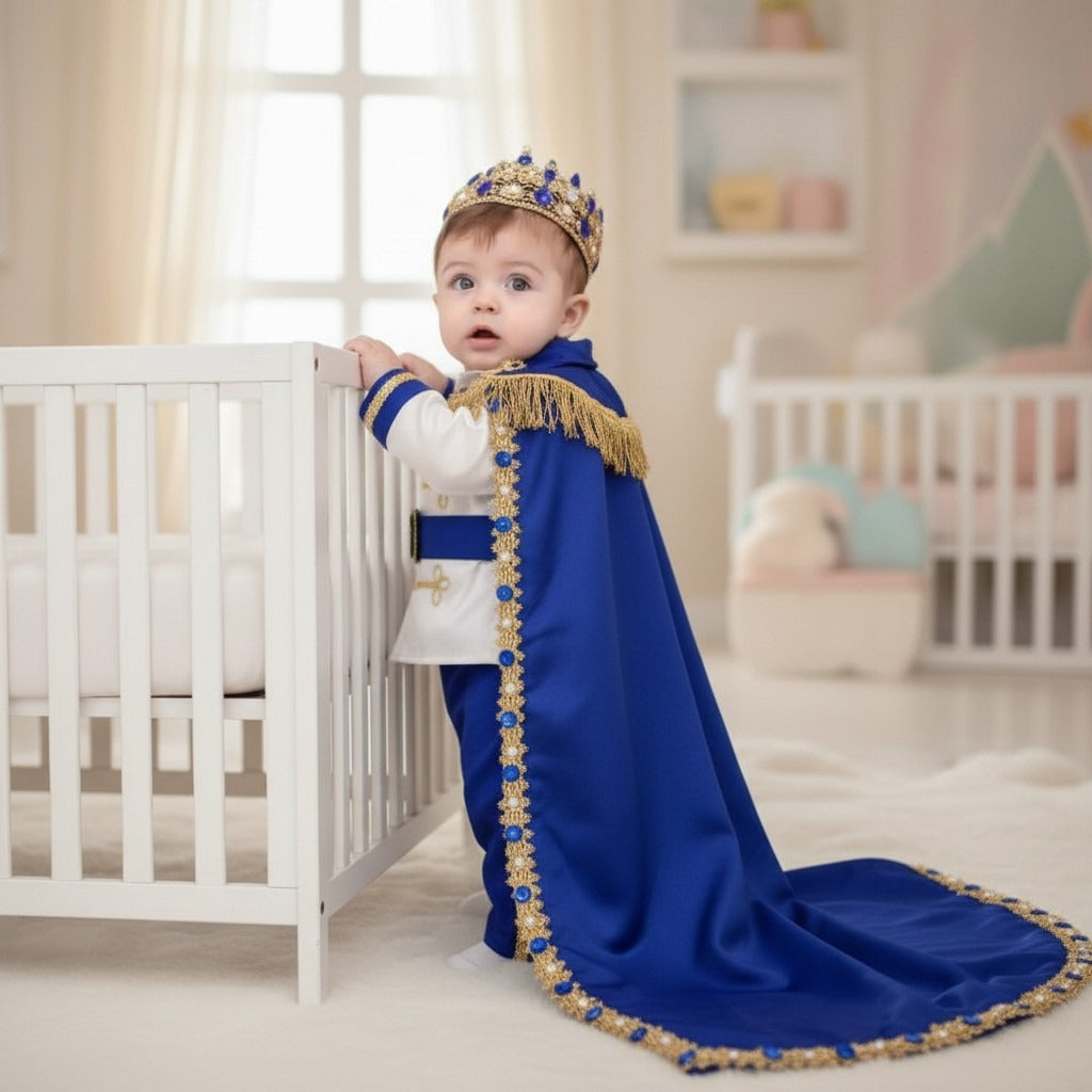 Boys Blue Personalized Baby Prince Costume, baby boy first birthday outfit, additional product image 4 by Vowalisse